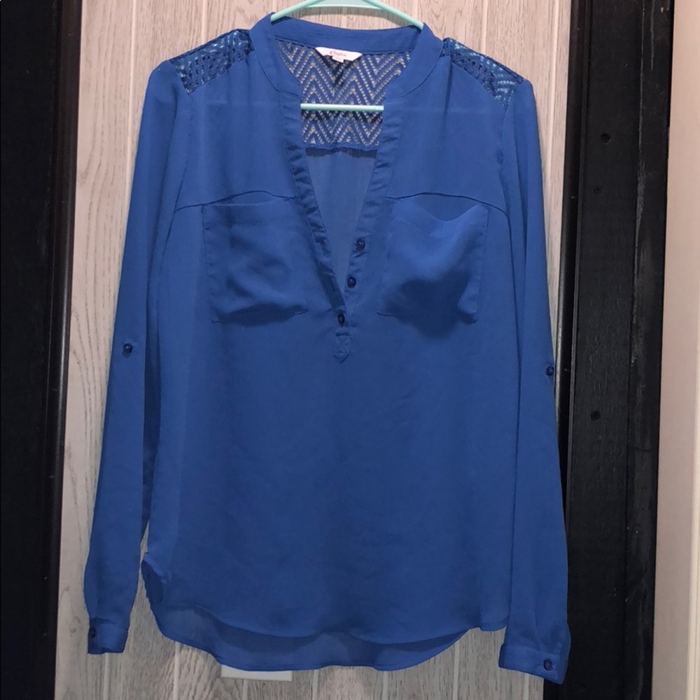 Candie’s blue blouse
